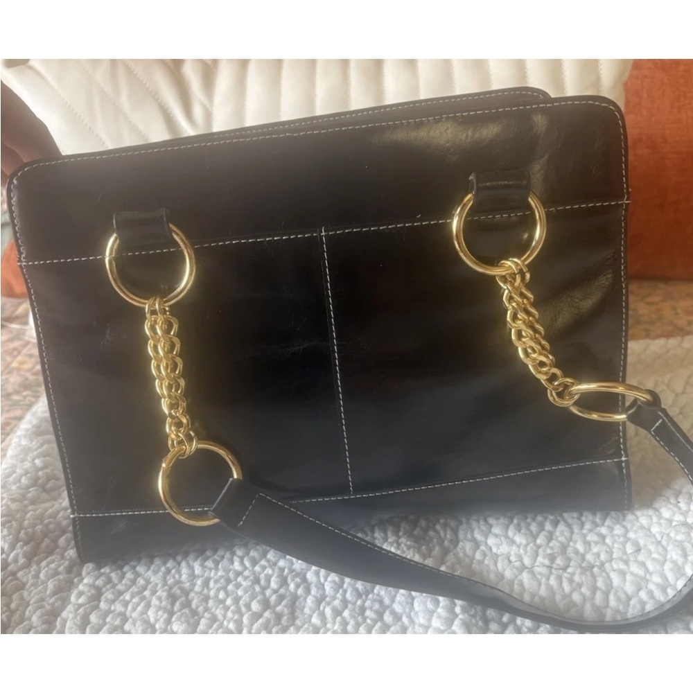Anne Klein Black Shoulder Bag with Gold Chain